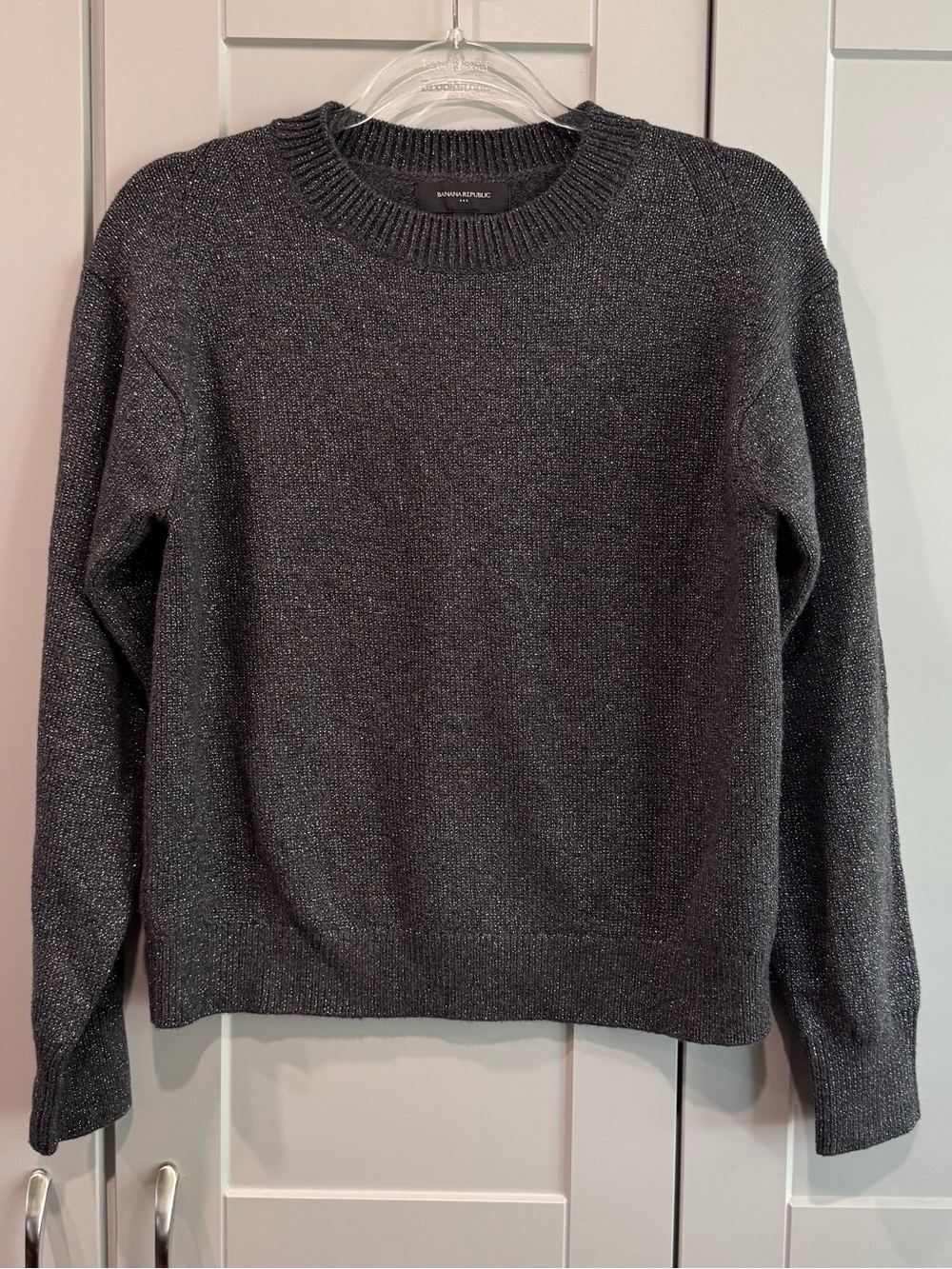 Banana Republic Women's Charcoal Sparkle Crewneck Sweater